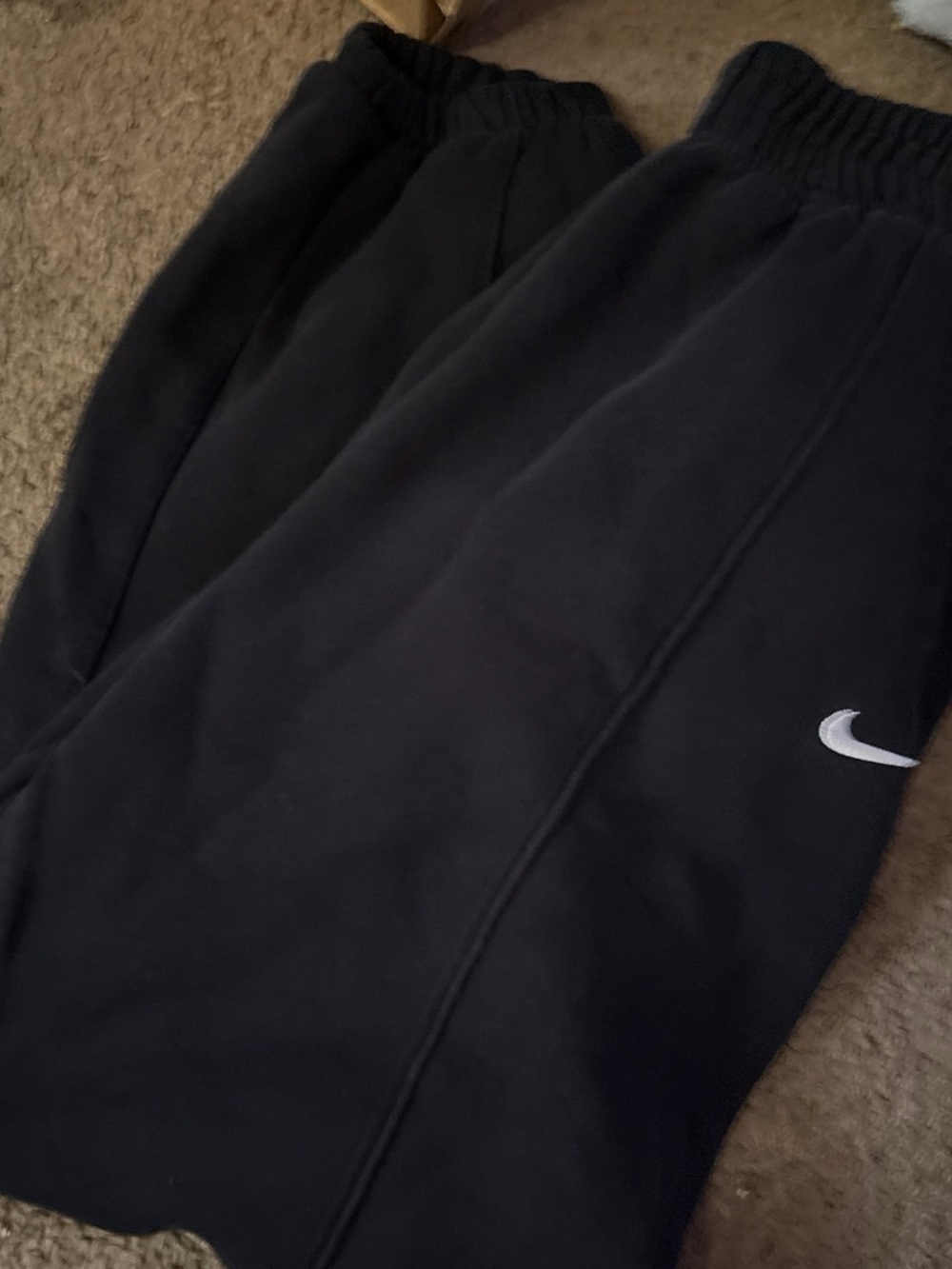 Nike Black Kids Fleece Joggers with White Swoosh
